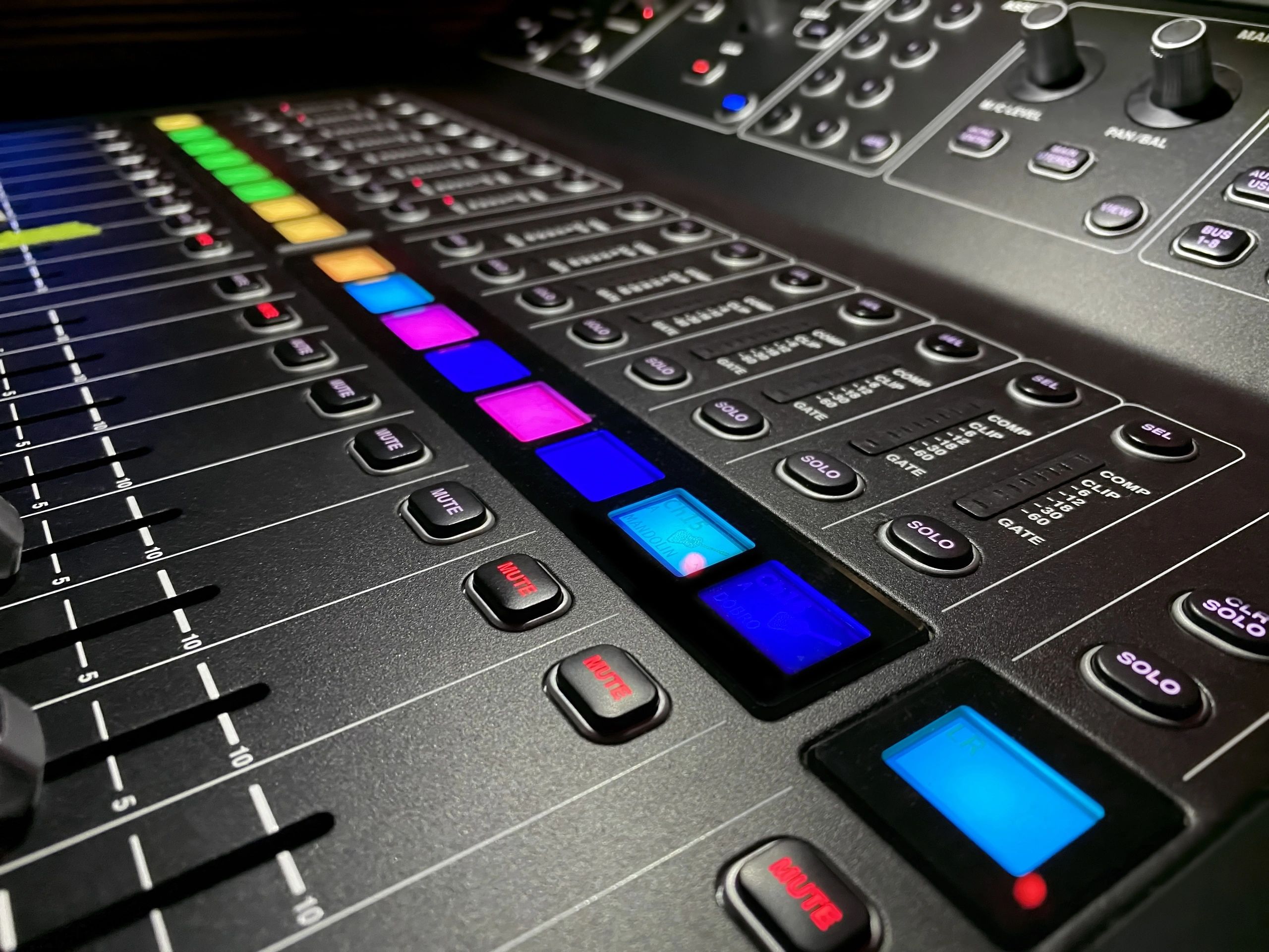 Sound mixer close-up in a professional studio